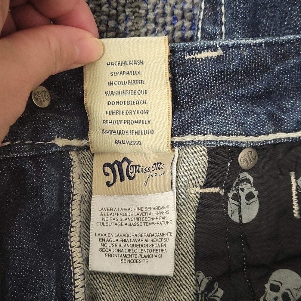 Miss Me JP5010 Boot Cut Jeans Women's Bling Studded Fleur De Lis Stretch-Size 27 - Picture 6 of 13